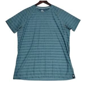 Saxx Shirt Mens Medium Striped Droptemp Cooling Mesh Vented‎ Athletic Blue/Green